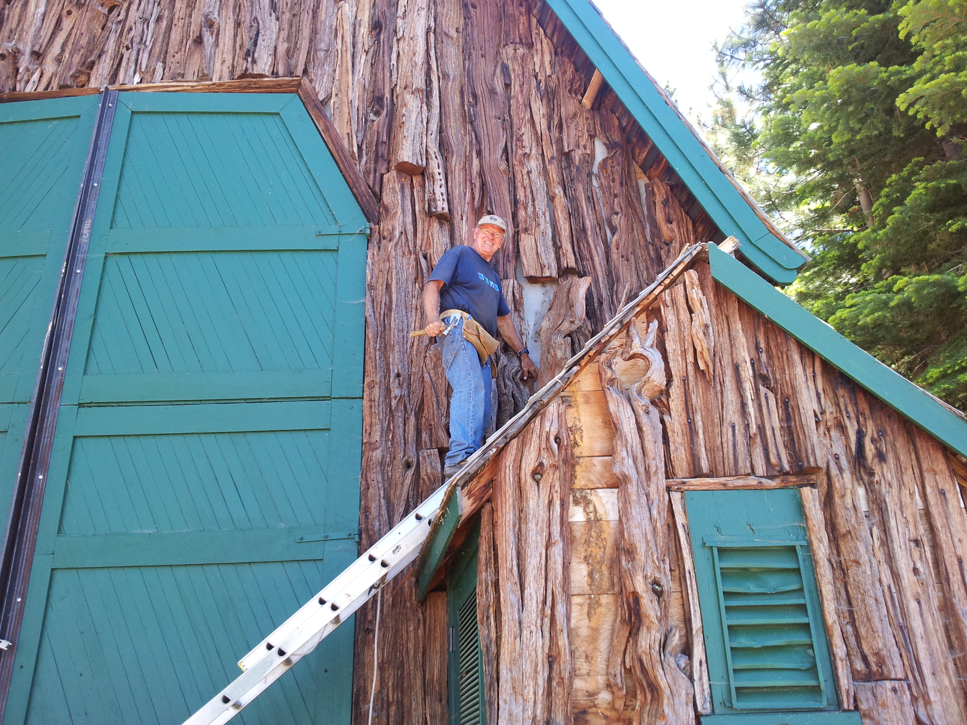 repairing the exterior of the tahoe boathouse theatre